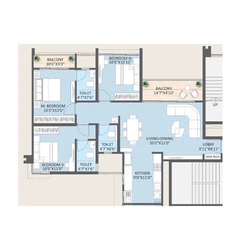 Rohit 108 Astera Punawale 3 BHK Floor Plan Image